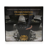 Box of Frankincense Incense Resin Cups with branding on a white background