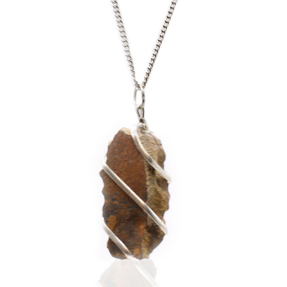 Cascade Wrapped Crystal Necklace - Rough Tiger Eye