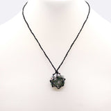 Laced Crystal Hexagon Necklace - Moss Agate