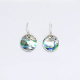 Abalone Shell & Silver Disc Earrings