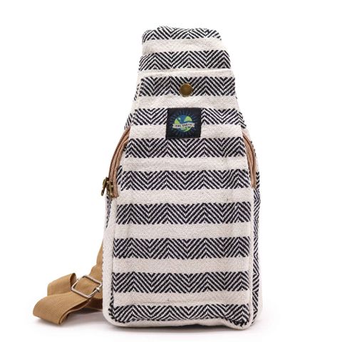 Natural Cotton Cross-Body Bag -  Black & White
