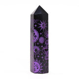 Black Obsidian Crystal Point - Mystic Story - Deep Purple
