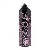 Black Obsidian Crystal Point - Mystic Story - Rose Pink