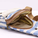 Natural Cotton Cross-Body Bag - Blue & White