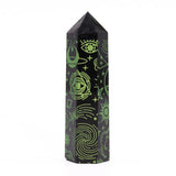 Black Obsidian Crystal Point - Mystic Story - Forest Green
