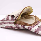 Natural Cotton Cross-Body Bags - Burgundy & White
