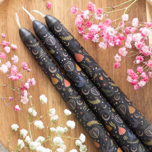 Set of 3 Black Midnight Taper Candles