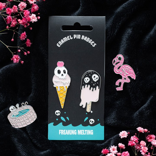 Freaking Melting Ice Cream Pin Badges