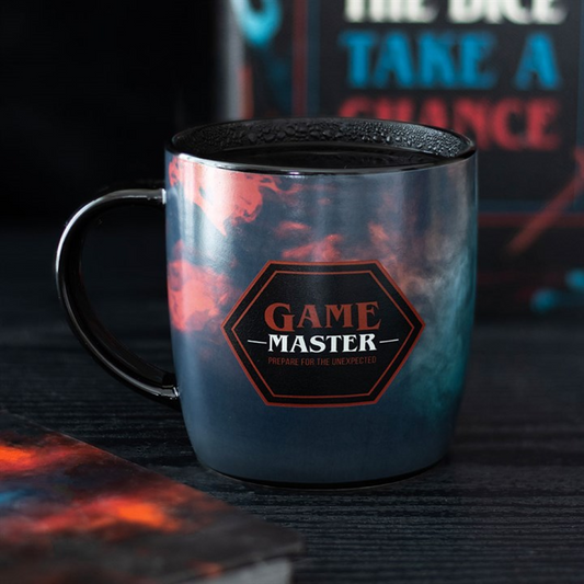 Gamemaster heat change mug with red and blue smoke design