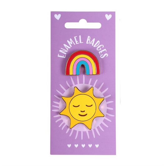Rainbow and Sun Pin Badge Set