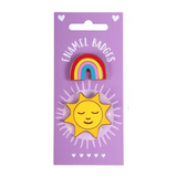 Rainbow and Sun Pin Badge Set