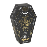 Decorative packaging for 'The Macabre Tarot' with gothic design elements on a white background.