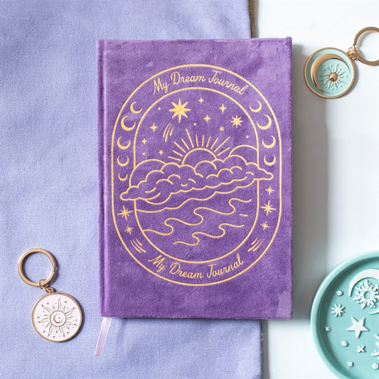 Purple Celestial A5 Dream Journal with gold celestial design