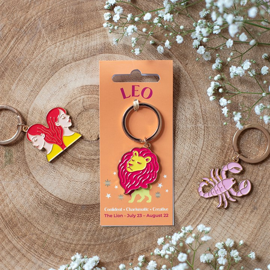 Zodiac Zest Leo keyring with lion design