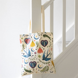 Cream Folk Tote Bag