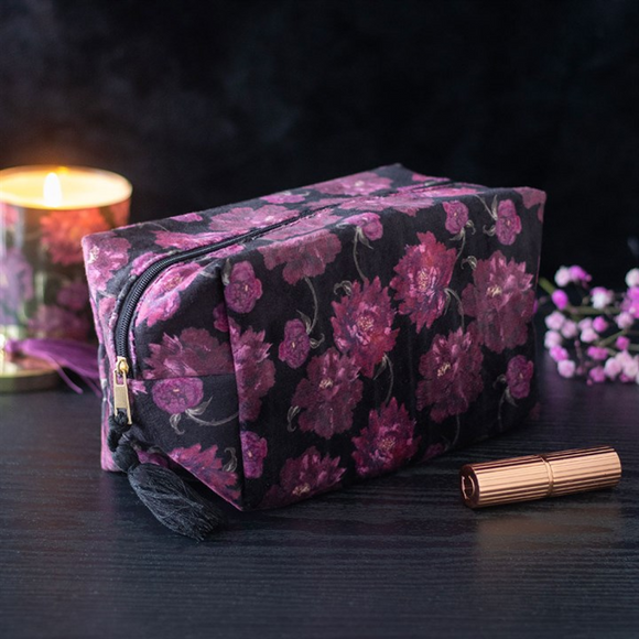 Dark Romance Floral Makeup Bag