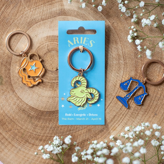 Zodiac Zest Aries keyring with ram design