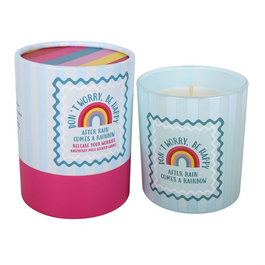 Don't Worry Be Happy Raspberry Milk Candle