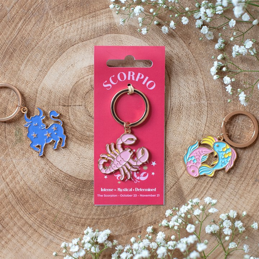 Zodiac Zest Scorpio keyring with scorpion design