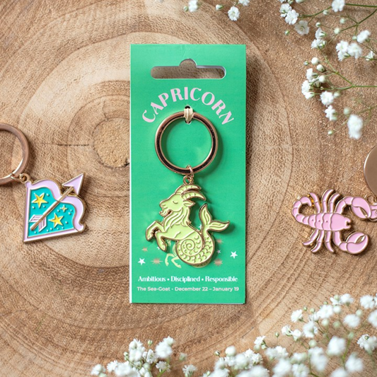 Zodiac Zest Capricorn keyring with celestial sea-goat design