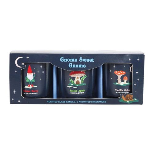 Gnome Sweet Gnome set of three scented candles in gift box