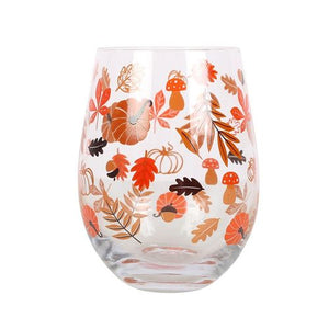 Autumn Leaves & Pumpkins Glass