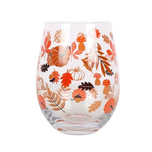 Autumn Leaves & Pumpkins Glass