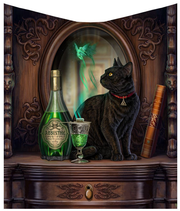 Absinthe and Black Cat Blanket Throw by Lisa Parker
