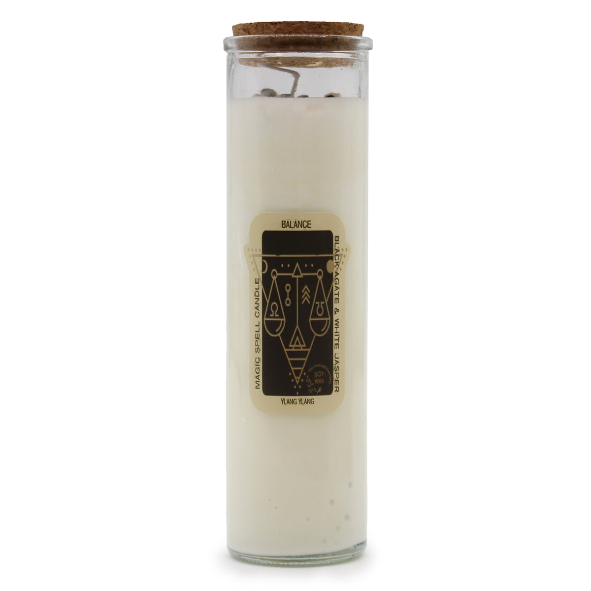 Balance Spell Candle with Black Agate & White Jasper