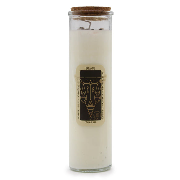 Balance Spell Candle with Black Agate & White Jasper