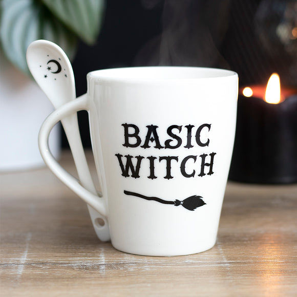 Basic Witch White Mug and Spoon Set