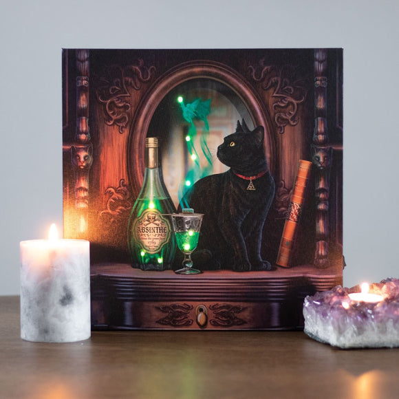 Black Cat & Absinthe Light Up Canvas Picture