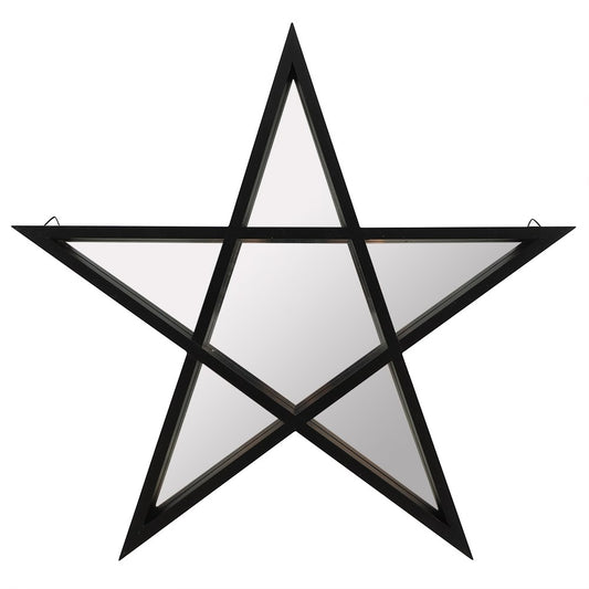 black frame pentagram wall mirror