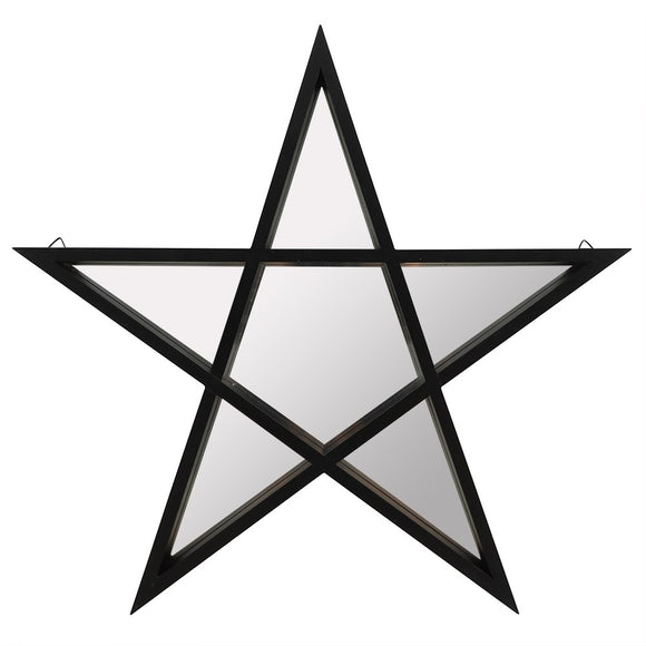black frame pentagram wall mirror