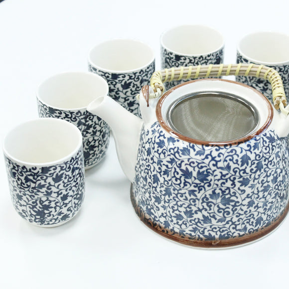 Blue Pattern Herbal Teapot & Cup Set