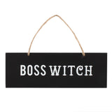 black and white boss witch wall sign