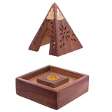 Buddha Sheesham Pyramid Incense Cone Burner