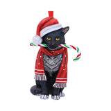 Candy Cane Cat Hanging Ornament by Lisa Parker