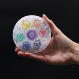 Chakra Colours Selenite Crystal Charging Plate 10cm