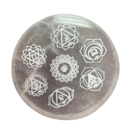 Chakra Selenite Crystal Charging Plate 8cm