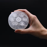 Chakra Selenite Crystal Charging Plate 8cm