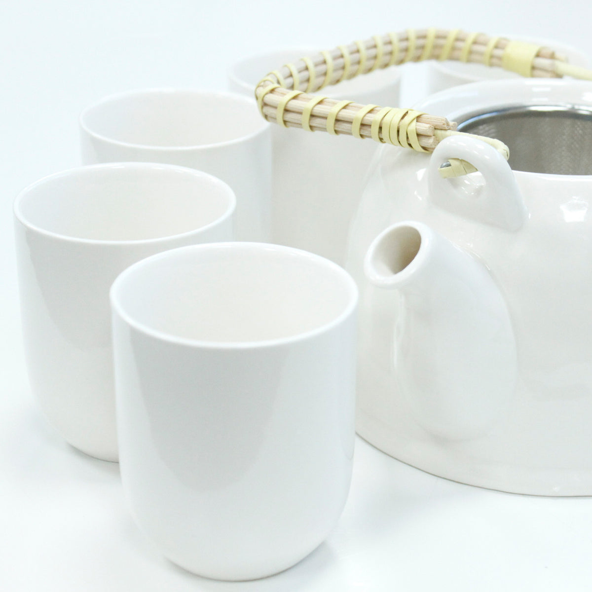 Classic White Herbal Teapot & Cup Set