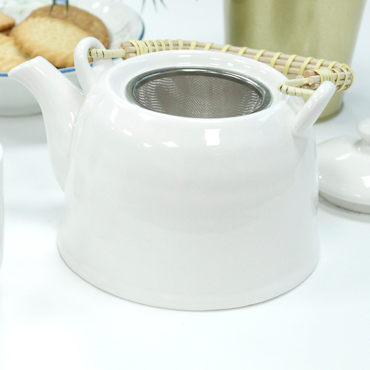 Classic White Herbal Teapot & Cup Set