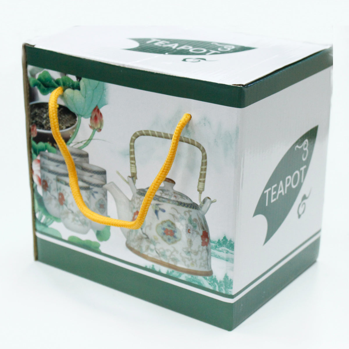 Classic White Herbal Teapot & Cup Set