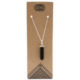 Black Crystal Necklace, Agate Pendant