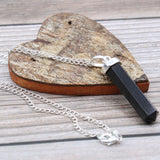 Black Agate Jewellery, Crystal Wand Pendant Necklace