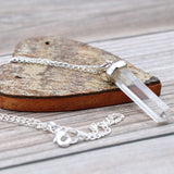 Clear Quartz Necklace, Crystal Wand Pendant