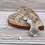 Clear Quartz Necklace, Healing Hands, Silver Plated Chain, Crystal Ball Jewellery