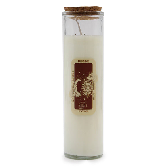 Friendship Spell Candle with Moss Agate