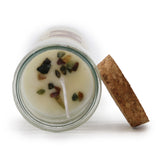 Friendship Spell Candle with Moss Agate gemstone chips
